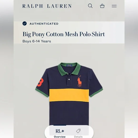 Polo Ralph Lauren Boy Big Pony Cotton Mesh Polo Shirt Rugby Stripe Pique - Picture 7 of 8